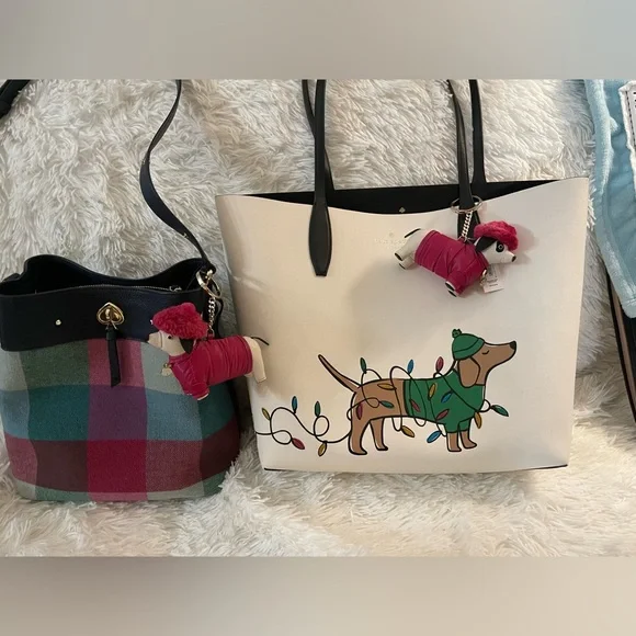 KATE SPADE CLAUDE DACHSHUND KEYCHAIN BAG CHARM KEY FOB COLLECTIBLE NWT Novelty - Picture 2 of 15